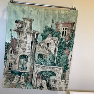 Tapestry from France. Great picture of people looking and talking